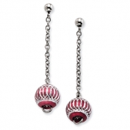 Picture of Stainless Steel Red Diamond Cut Beads Post Dangle Earrings