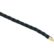 Picture of 14K Yellow Gold 16.00 Inch Black Braided Leather Cord Chain