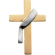 14K Yellow White Gold Two Tone Deacon Cross Lapel Pin