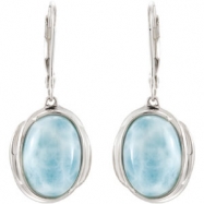 Picture of Sterling Silver Pair Genuine Larimar Earrings