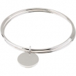 Sterling Silver 08.00 Inch Triple Bangle Bracelet With A Circle Dangle