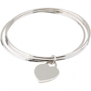 Picture of Sterling Silver 08.00 Inch Triple Bangle Bracelet With A Heart Dangle