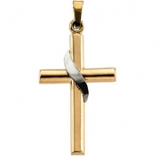 Picture of 14K Yellow White Gold Two Tone Cross Pendant