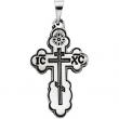 14K Yellow Gold Orthodox Cross Pendant With Black Inlay