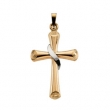 14K Yellow White Gold Two Tone Cross Pendant