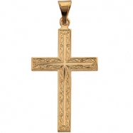 Picture of 14K Yellow Gold Cross Pendant With Design