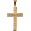 14K Yellow Gold Cross Pendant With Design