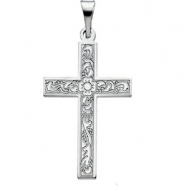 Picture of 14K White Gold Cross Pendant With Design