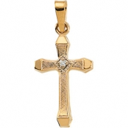 Picture of 14K Yellow Gold Cross Pendant With Diamond