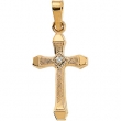 14K Yellow Gold Cross Pendant With Diamond