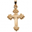 14K Yellow Gold Cross Pendant With Design