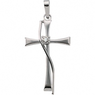 Picture of 14K White Gold Cross Pendant With Diamond