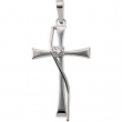 14K White Gold Cross Pendant With Diamond