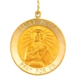 14K Yellow 25.00 MM St. Peter Medal