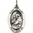 Sterling Silver 19X13.5 Oval St Anthony Pend Medal