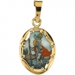 14K Yellow Gold Porcelain St.christopher Pendant