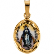 Picture of 14K Yellow Gold Porcelain Miraculous Pendant