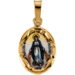 14K Yellow Gold Porcelain Miraculous Pendant