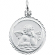 14K White Gold Rd Angel Pendant Medal