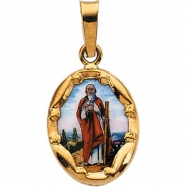 Picture of 14K Yellow Gold Porcelain St. Jude Pendant