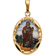 Picture of 14K Yellow Gold Porcelain St. Jude Pendant