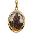 14K Yellow Gold Porcelain St. Jude Pendant