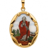 Picture of 14K Yellow Gold Porcelain St. Jude Pendant