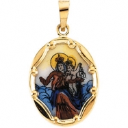 Picture of 14K Yellow Gold Porcelain Scapular Pendant