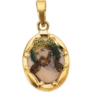 Picture of 14K Yellow Gold Porcelain Ecce Homo Pendant