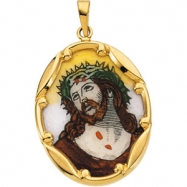 Picture of 14K Yellow Gold Porcelain Ecce Homo Pendant