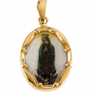 Picture of 14K Yellow Gold Porcelain Lady Of Guadalupe Pendant