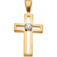 Picture of 14K Yellow Gold Cross Pendant With Diamond