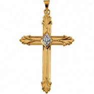 Picture of 14K Yellow Gold Cross Pendant With Diamond