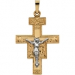 14K Yellow Gold San Damiano Cross Pendant