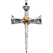 Picture of Sterling Silver & 14k Yellow Gold Two-tone Cross Pendant