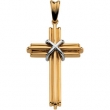 14K Yellow White Gold Two Tone Cross Pendant