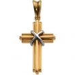 14K Yellow White Gold Two-tone Cross Pendant