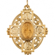 Picture of 14K Yellow Gold Miraculous Cross Medal