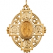 14K Yellow Gold Miraculous Cross Medal