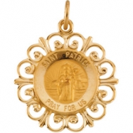 Picture of 14K Yellow Gold 18.5 Rd St Patrick Pend Medal