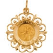 14K Yellow Gold 18.5 Rd St Patrick Pend Medal