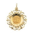 14K Yellow Gold 18.5 Rd St Michael Pend Medal