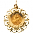 14K Yellow Gold 18.5 Rd St Lucy Pend Medal