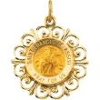 14K Yellow Gold 18.5 Rd St Francis Of Assisi Pd Mdl