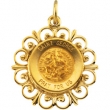 14K Yellow Gold 18.5 Rd St George Pend Medal