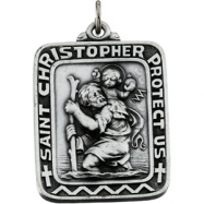 Picture of Sterling Silver 31.5 X 25.75 Sq St. Christopher Pend Medal With 24 Inch Chain