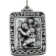 Sterling Silver 31.5 X 25.75 Sq St. Christopher Pend Medal With 24 Inch Chain