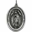 Sterling Silver 34.25 X 25.75 Oval Lady Of Guadalupe Pnd Mdl With 24 Inch Chain