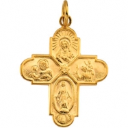 Picture of 14K Yellow Gold 24.4x21.5 Four Way Medal