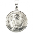 14K White Gold Hollow Pope John Paul Medal